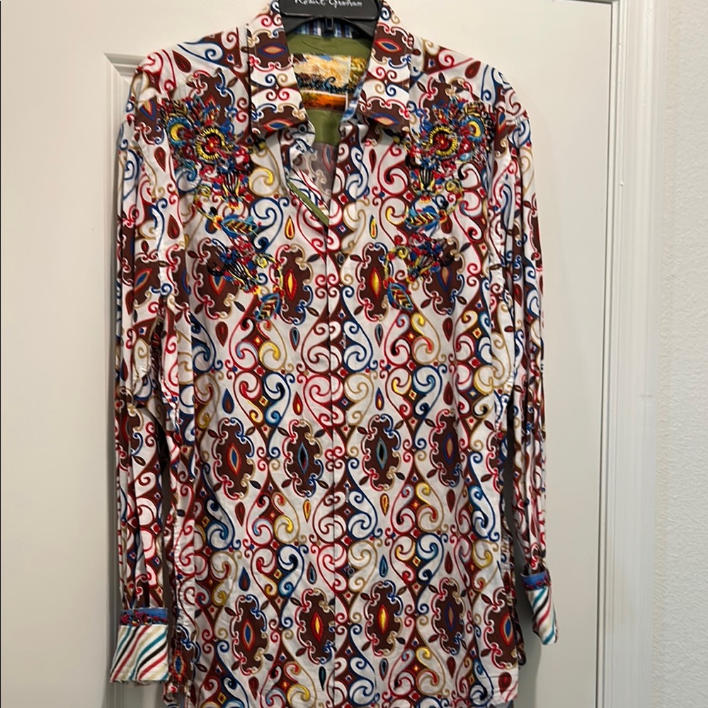 Robert Graham Embroidered Men's Multicolor Patterned Shirt